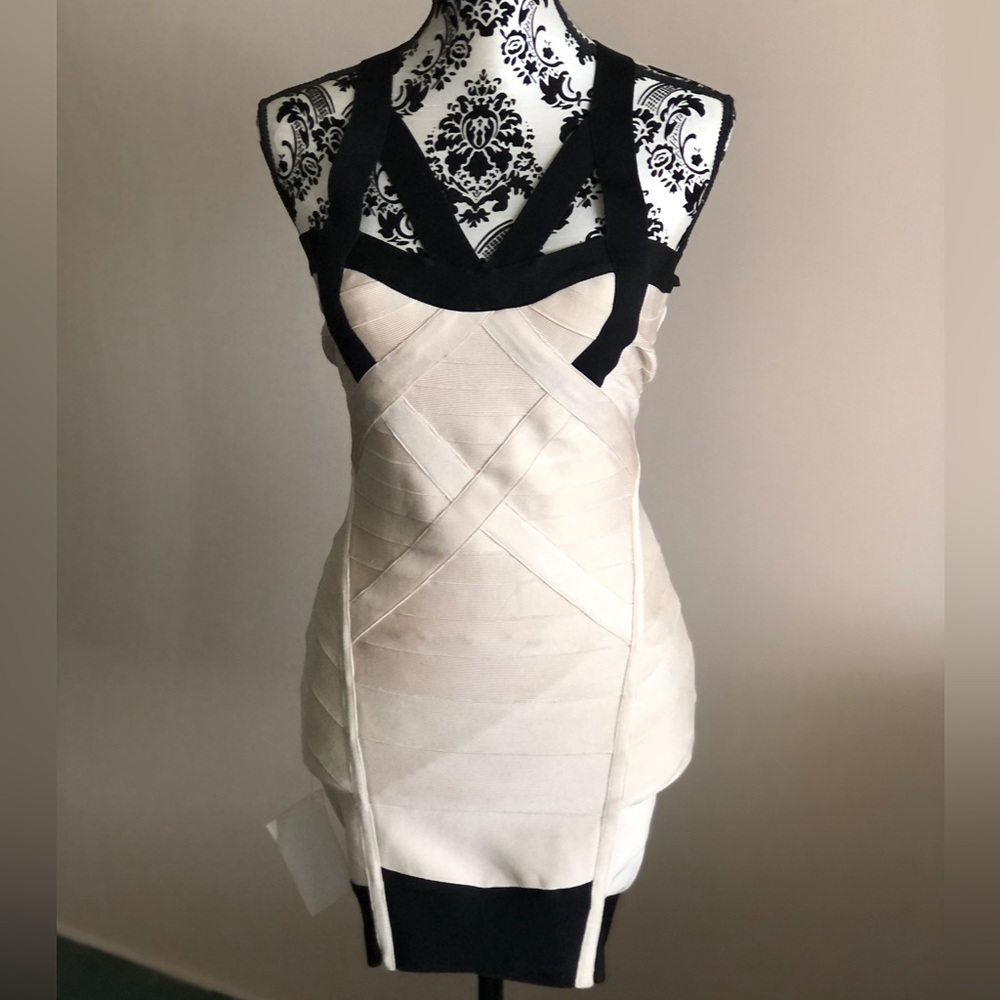 Celeb Boutique White & Black Bandage Dress
